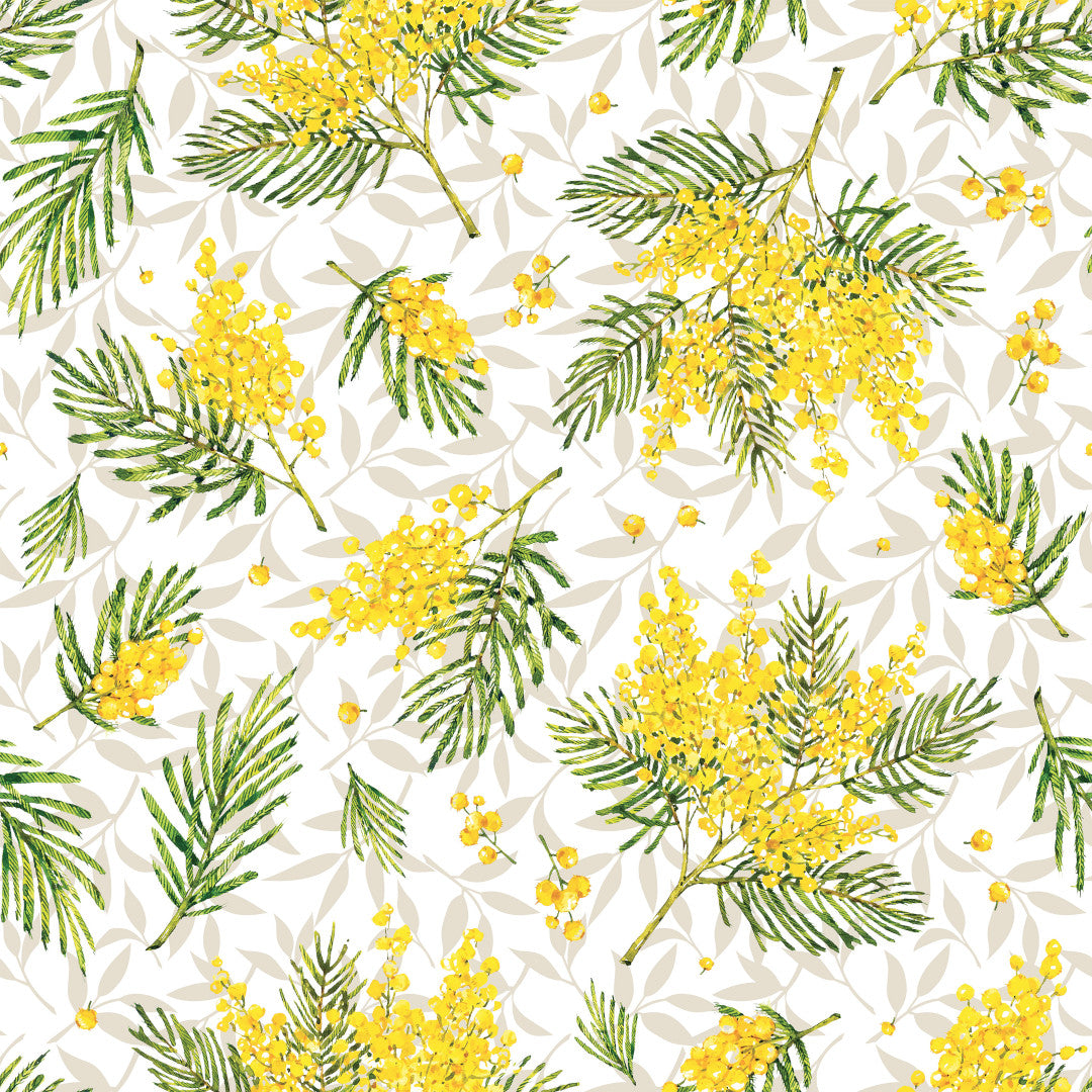 Mimosa Sunshine – Vaxduk med blommor, 160 cm, mönster