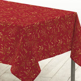 Naelle Röd/Guld - Julduk med gyllene blad, 140 x 240 cm, hörn