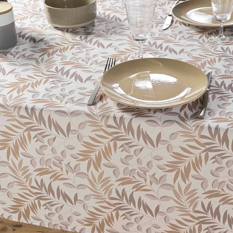 Nedelia Natural - 145 x 240 cm, rektangulär duk med bladmönster, närbild