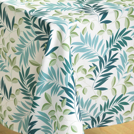 Nedelia Sage - 145 x 240 cm, rektangulär duk med bladmönster, hörn