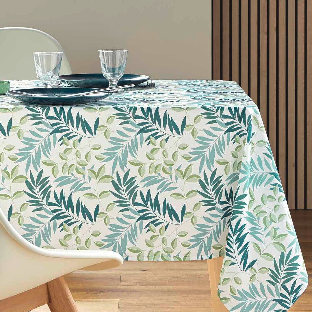 Nedelia Sage - 145 x 240 cm, rektangulär duk med bladmönster
