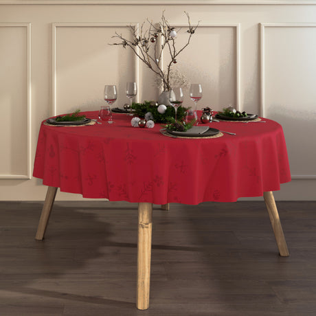 Engholm Noel damastvävd röd julduk - Ø 250 cm