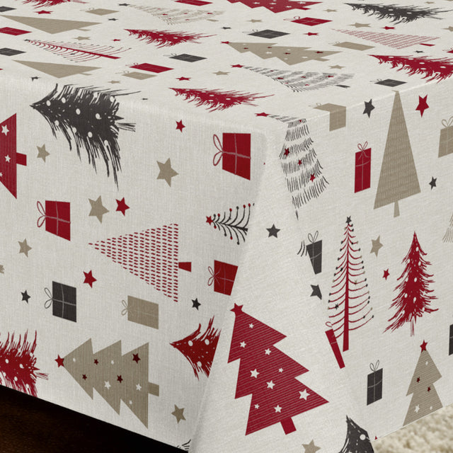 Nordfavn Arbres de Noël – Julvaxduk med granar och julklappar