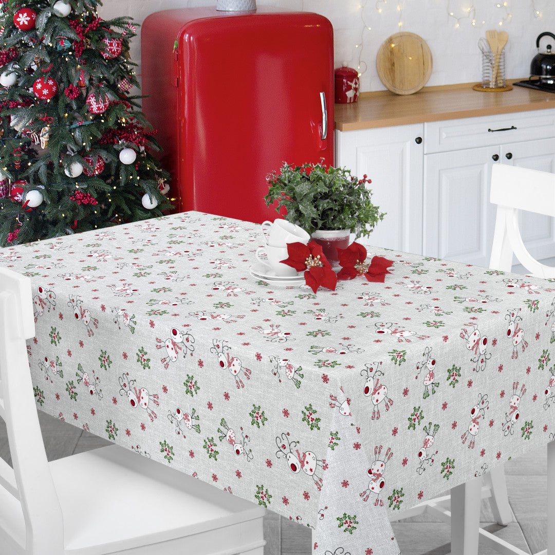 Nordfavn Ciervos Navidad – Julvaxduk med söta renar miljöbild