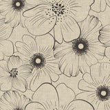 Nordfavn Cologne Beige – Vaxduk med streckblommor i linnelook, mönster