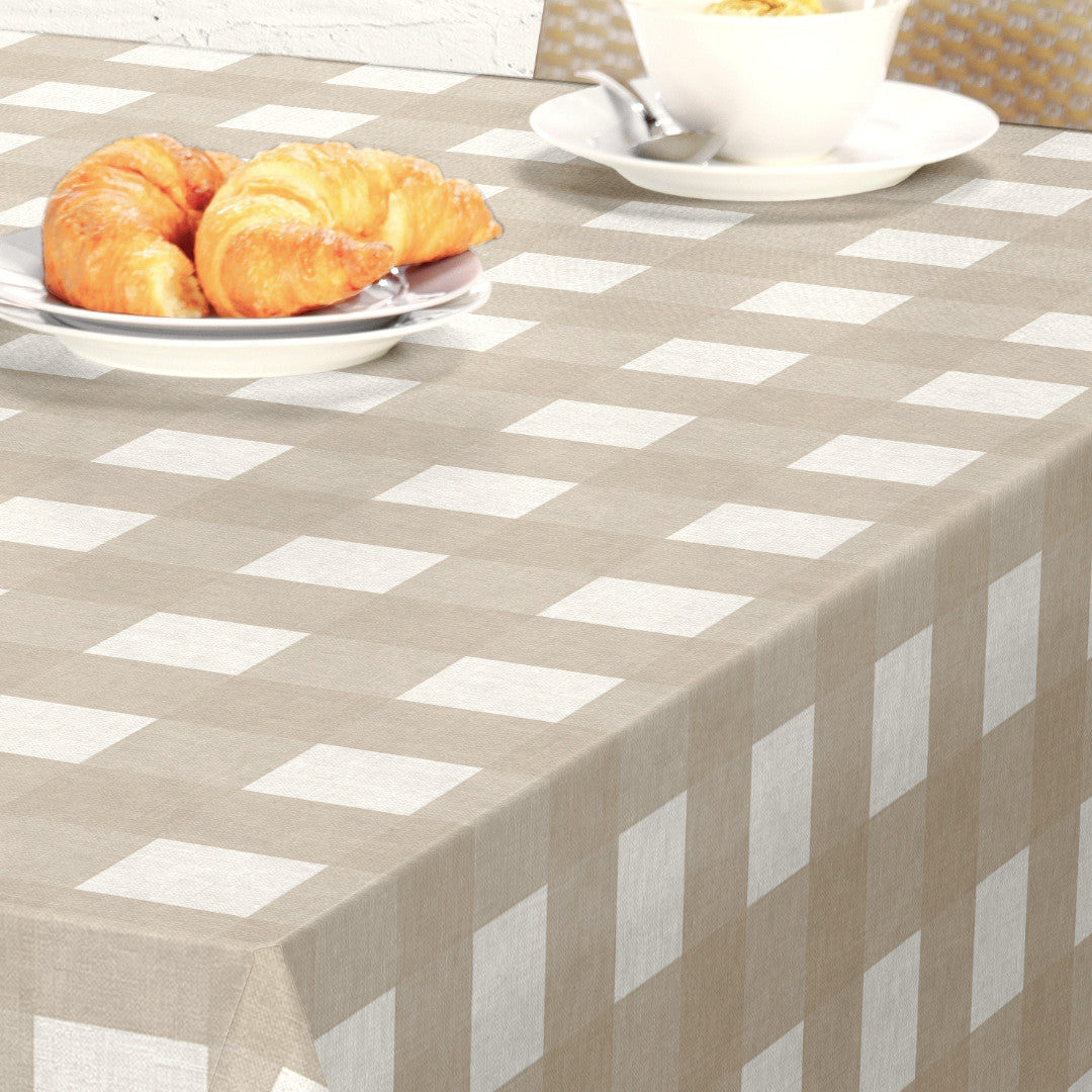 Nordfavn Royal Beige – Vaxduk i beige med rutor, detaljer