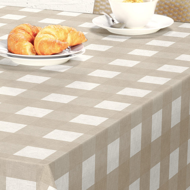 Nordfavn Royal Beige – Vaxduk i beige med rutor, detaljer