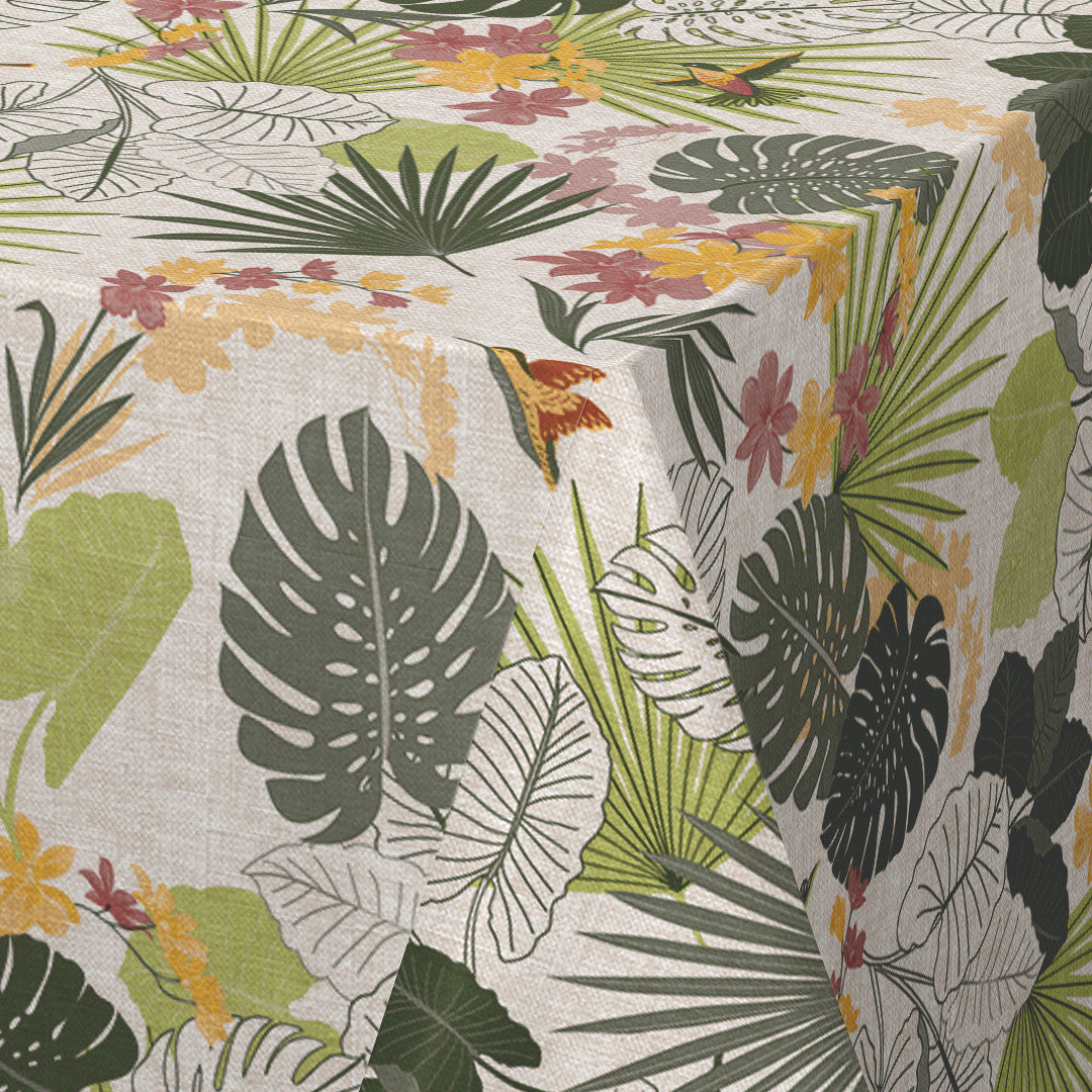 Nordfavn Tropical Kolibri – Vaxduk med botaniskt mönster hörn