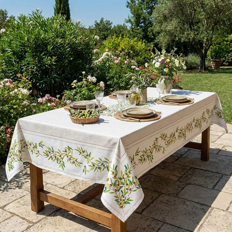 Nyons Ecru – Rektangulär provenceduk 155 x 250 cm, miljöbild