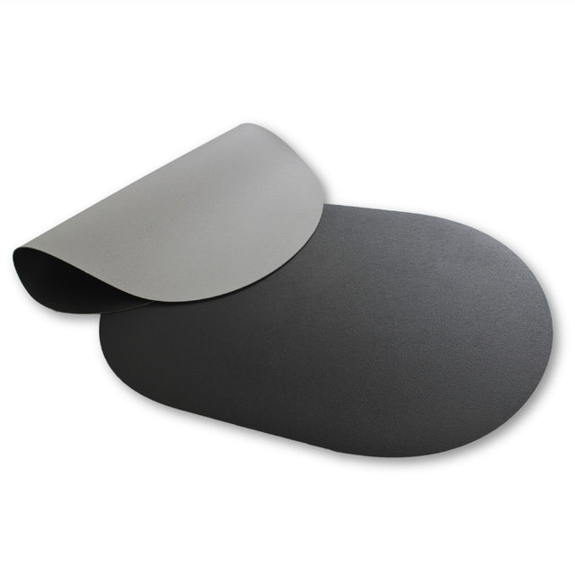 Moon oval bordstablett i konstläder – Svart/Ljusgrå – 30 x 45 cm