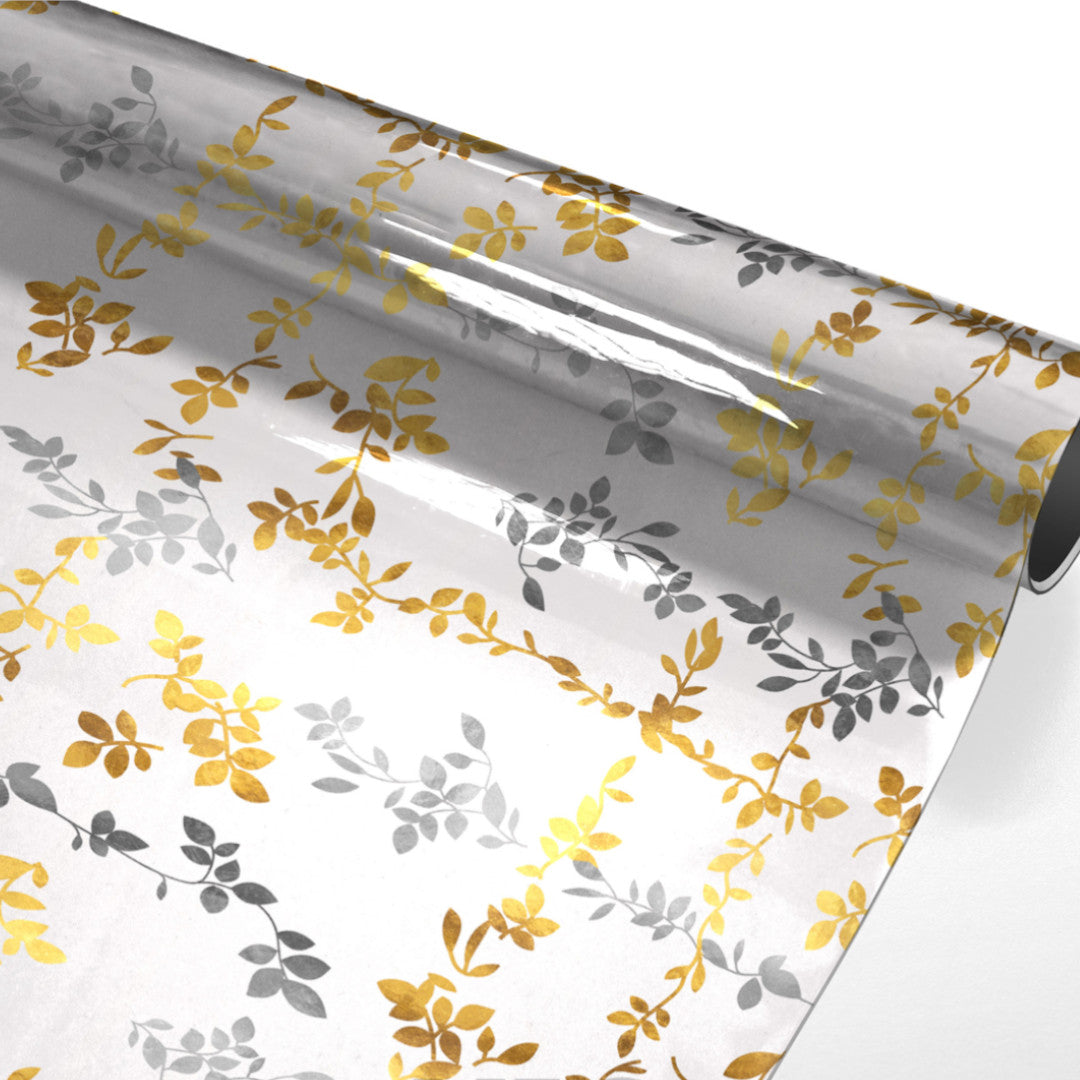 Pampa Metallic – Transparent vaxduk med glittereffekt, på rulle