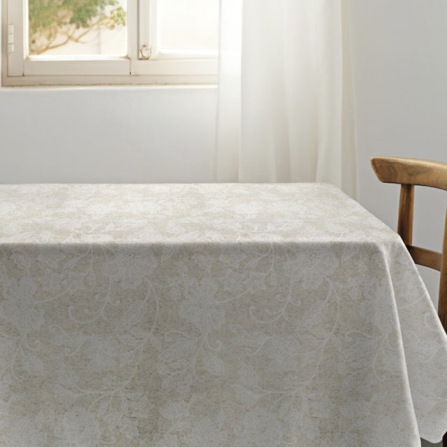 Tamayo Lino – Jacquardvävd textilvaxduk med blomstruktur, 160 cm, närbild