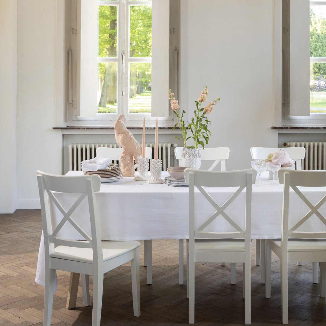 WOW Tradition Swan damastduk 150 x 300 cm – Vit, miljö