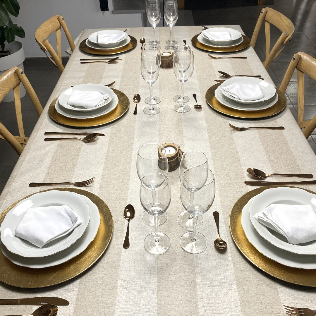Welss Lino beige, jacquardvävd textilvaxduk 160 cm bred