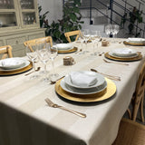 Welss Lino beige, jacquardvävd textilvaxduk 160 cm bred