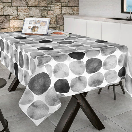 Arapoff Piedra - Stonefree Retro, textilvaxduk i vit/grå/antracit - 180 cm