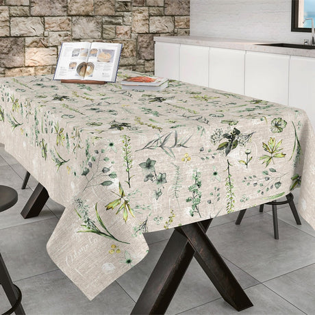 Vår - Textilvaxduk med blad-design, 140 cm