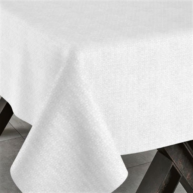 Corbaz vit, jacquardvävd textilvaxduk, 140 cm bred