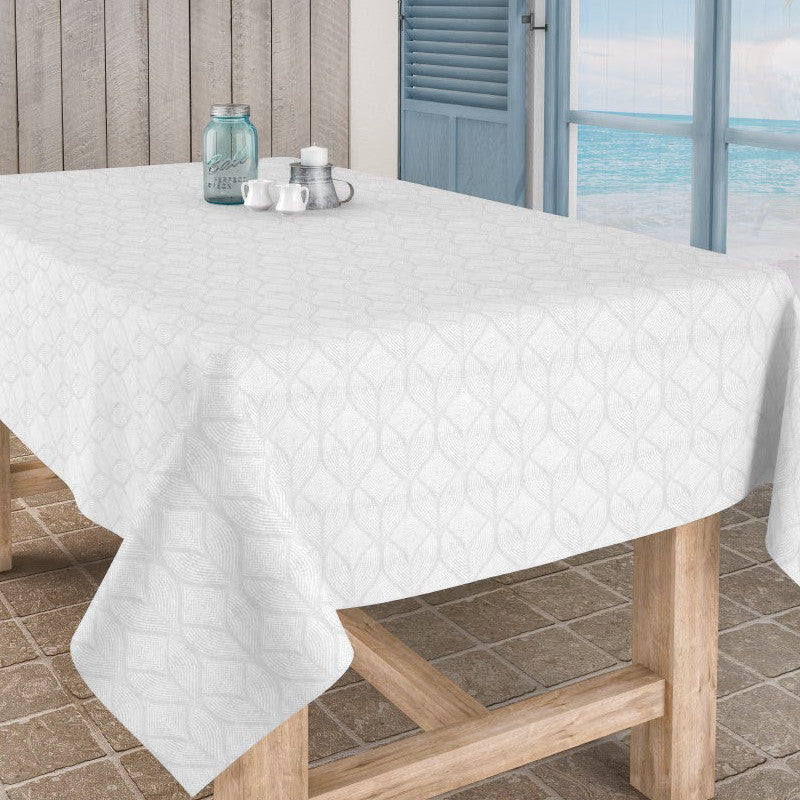 Manno vit, jacquardvävd textilvaxduk 160 cm bred