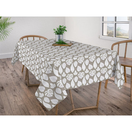 Velez - Textilvaxduk med vita blad 140 cm