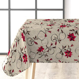 Altea Metallic Red - Gyllene vaxduk med röda julstjärnor. Närbild