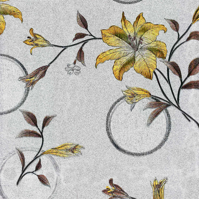 Altea Metallic Yellow - Silvrig vaxduk med gyllene julstjärnor