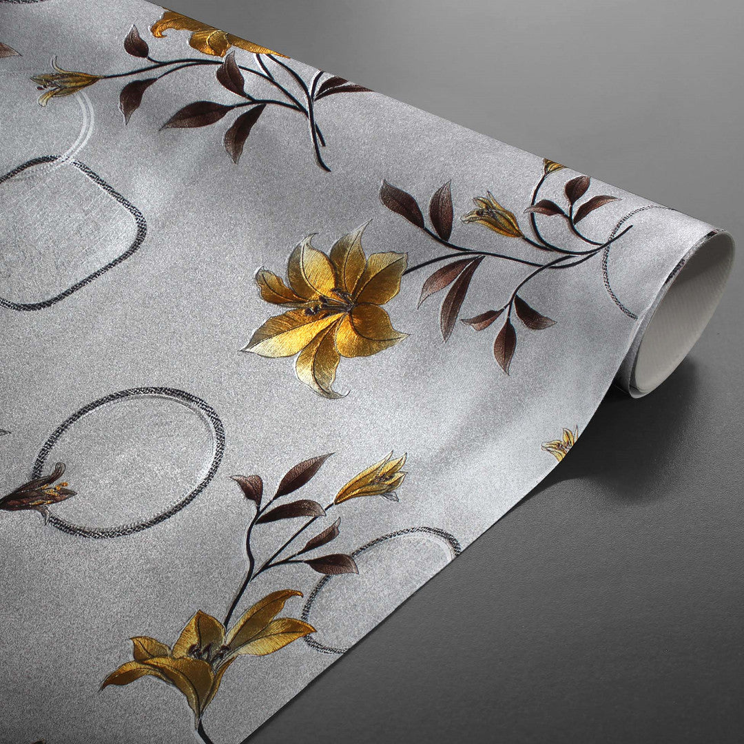 Altea Metallic Yellow vaxduk med silverbotten och julstjärnor