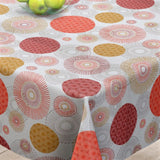 Alvares Terracotta - textilvaxduk med vackert cirkelmotiv - 150 cm bred