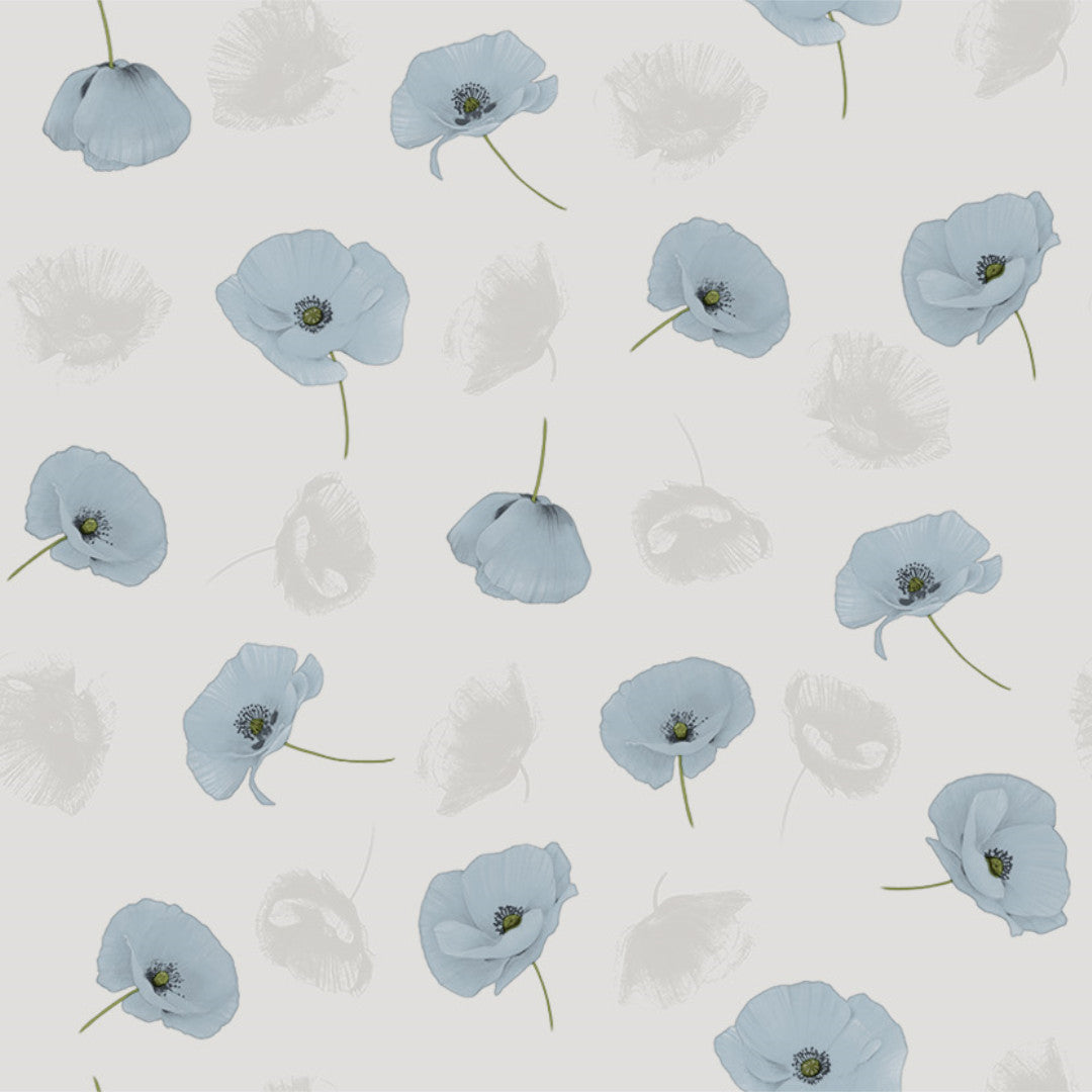 Amapolas Blue - Vaxduk med fina blå vallmo mönster
