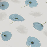 Amapolas Blue - Vaxduk med fina blå vallmo, närbild