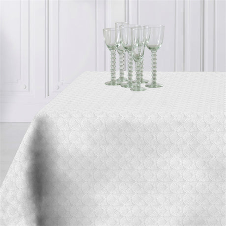 Amigoni Blanco, jacquardvävd textilvaxduk, 180 cm bred