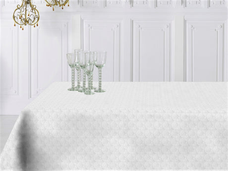 Amigoni Blanco - Jacquardvävd textilvaxduk, 180 cm bred