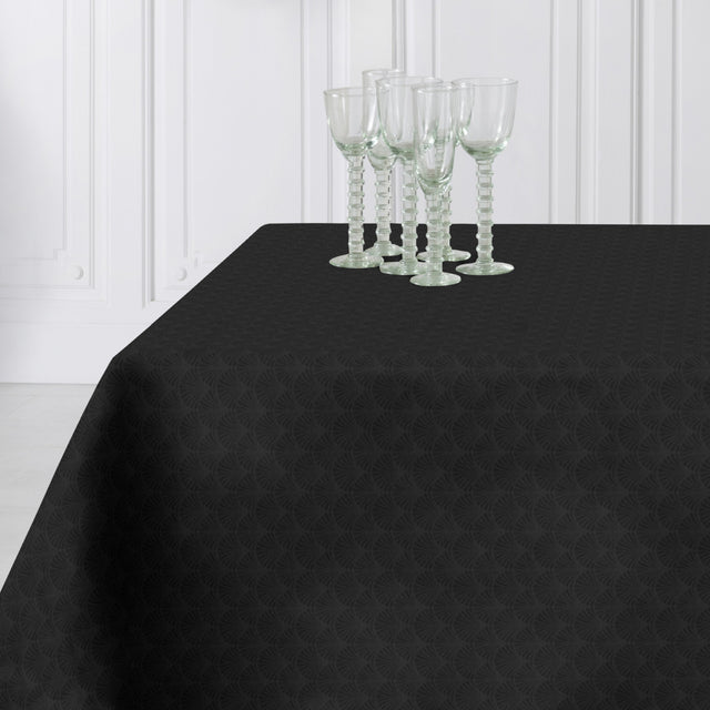 Amigoni Svart - Jacquardvävd textilvaxduk, 180 cm bred