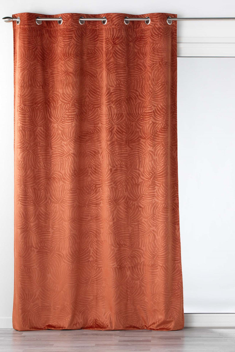 Analia Präglad Velour Terrakotta Orange – Mörkläggningsgardin 140 x 240 cm