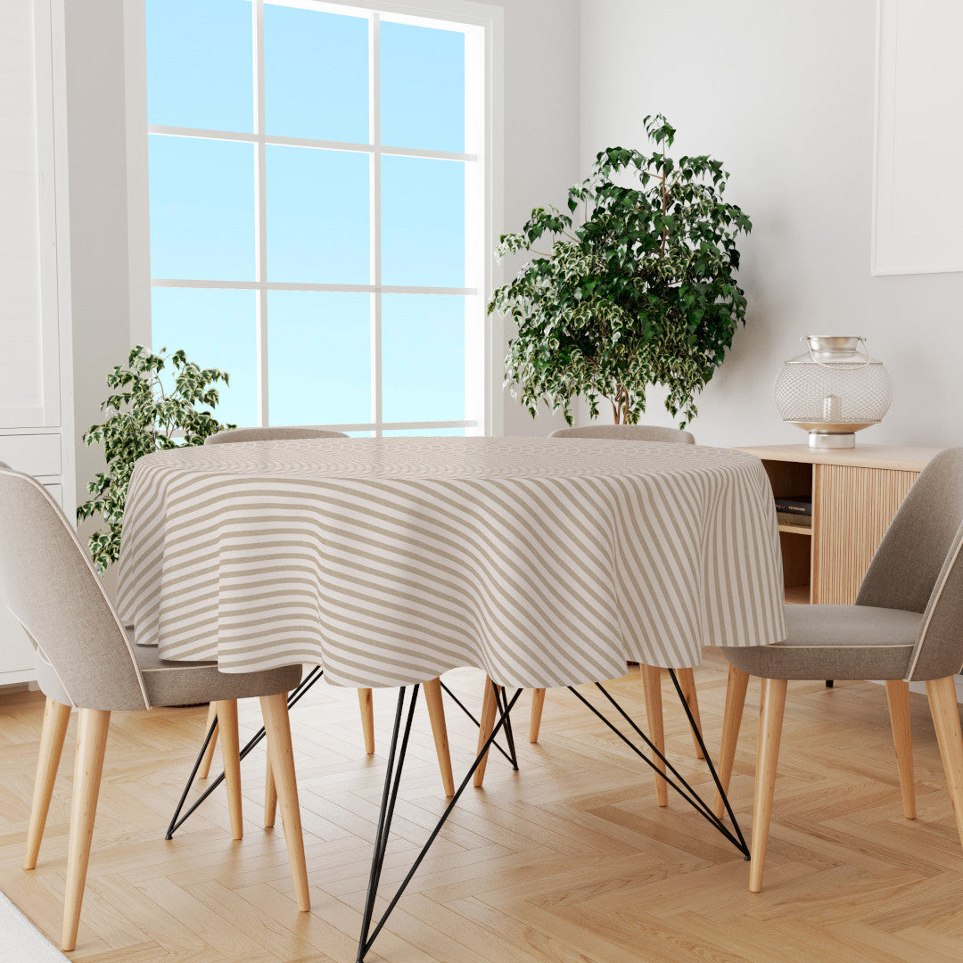 Rund vaxduk Aria Beige/offwhite