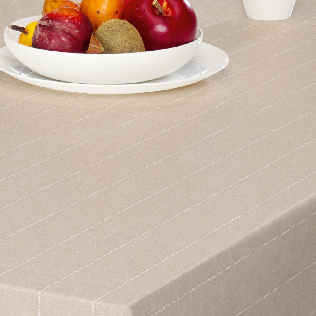 Balance Cake - 160 cm bred vaxduk med randigt mönster i beige