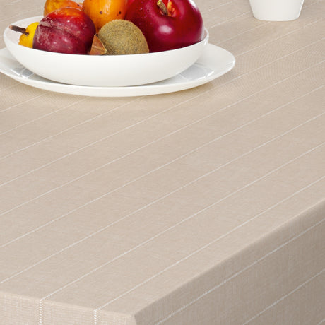 Balance Cake - 160 cm bred vaxduk med randigt mönster i beige
