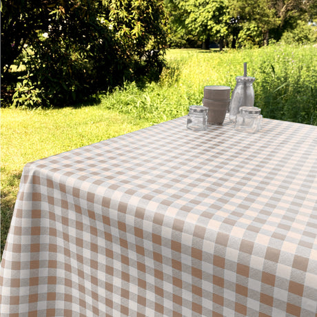 Vaxduk med klassiska rutor 1,5 x 1,5 cm  - 140 cm bred - Beige