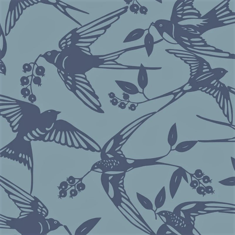 BIRDS Arona Blue - Notes by Susanne Schjerning - textilvaxduk med glidskydd