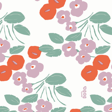 Närbild av Bloom Orange - Lola vaxduk med härliga blommor