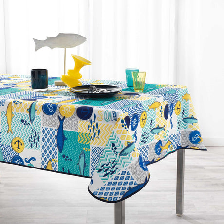 Blue Lagoon White - duk med fläckskydd 150 x 240 cm