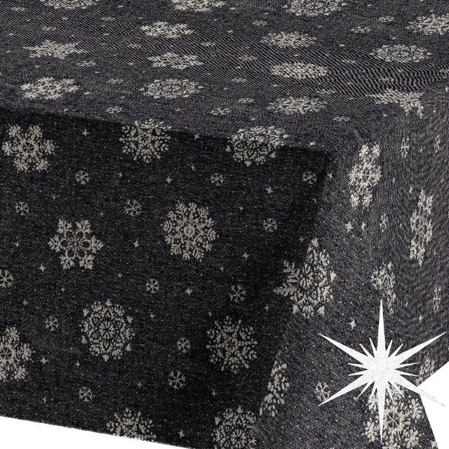 Brina Black Silver - Svart jule-textilduk med silver iskristaller
