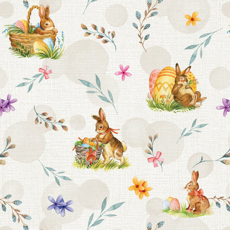 Närbild av Bunny - påskvaxduk med den söta påskharen