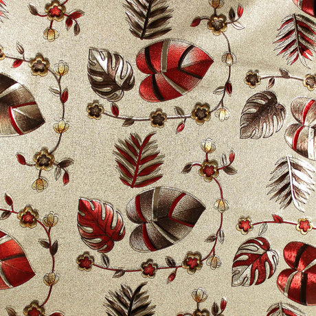 Caprice Metallic Red - Fantastisk vaxduk med blommor och blad