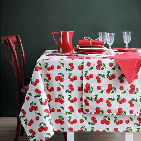 Cherry – Textilvaxduk med körsbär – 155 cm bred