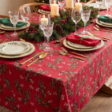 Christmas Greenery Röd – Julduk med fläckavvisande behandling 150 x 300 cm