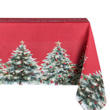 Christmas Trees Röd – Julduk med fläckavvisande behandling 150 x 300 cm, modellbild