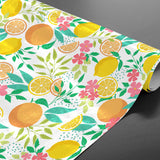 På rulle Citrus White - Vaxduk med citroner och blad