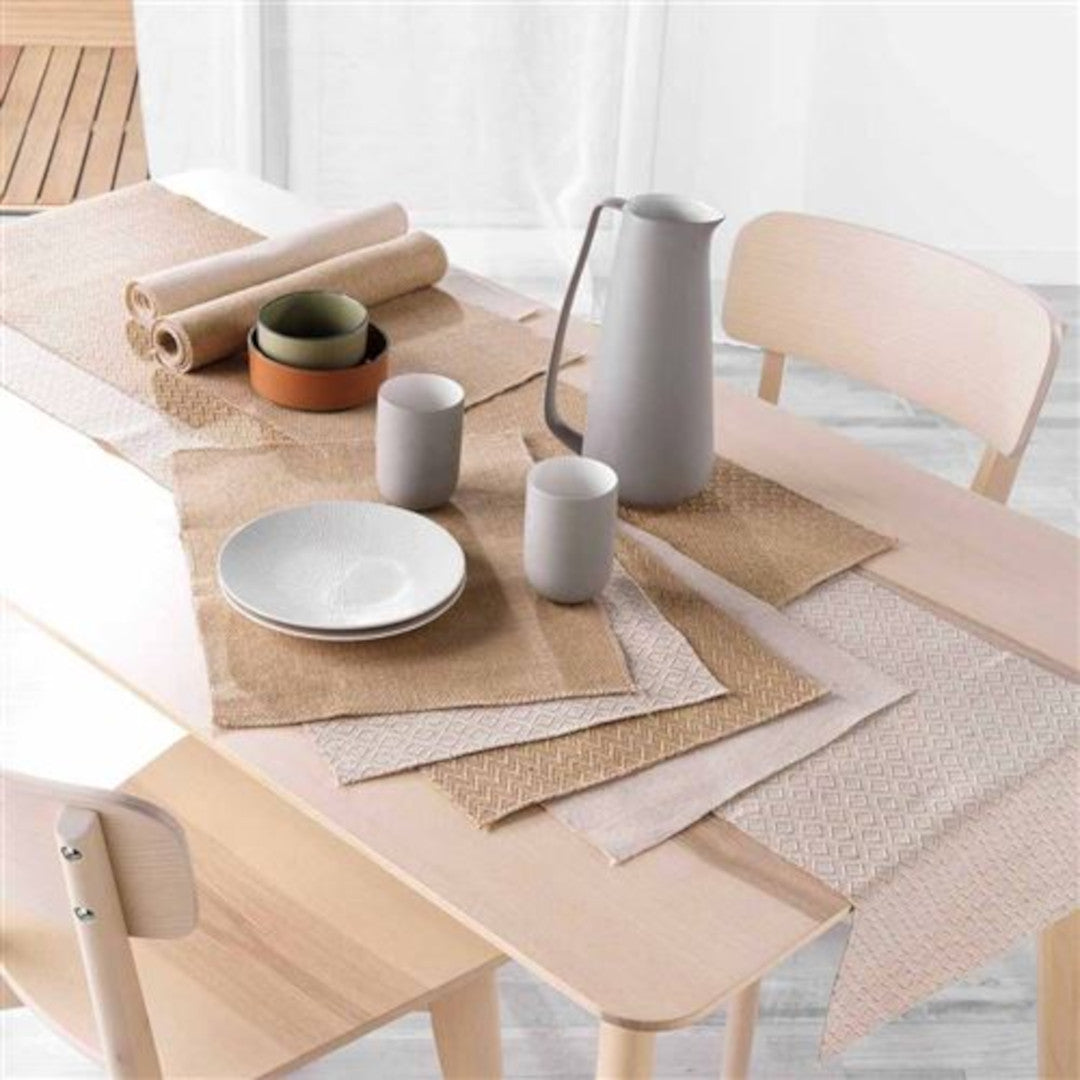 Danity Beige bordslöpare i jute 35 x 140 cm, miljö