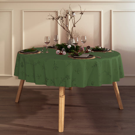 Engholm Noel damastvävd rund grön julduk - Ø 250 cm